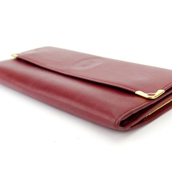 AUTH Cartier wallet mast line Bordeaux leather - Picture 7 of 8